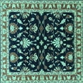 thumbnail image 1 of Ahgly Company Indoor Square Oriental Turquoise Blue Traditional Area Rugs, 5' Square, 1 of 4