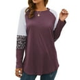 thumbnail image 6 of Nlife Women Stripes Leopard Print Crew Neck Long Sleeve Top, 6 of 9