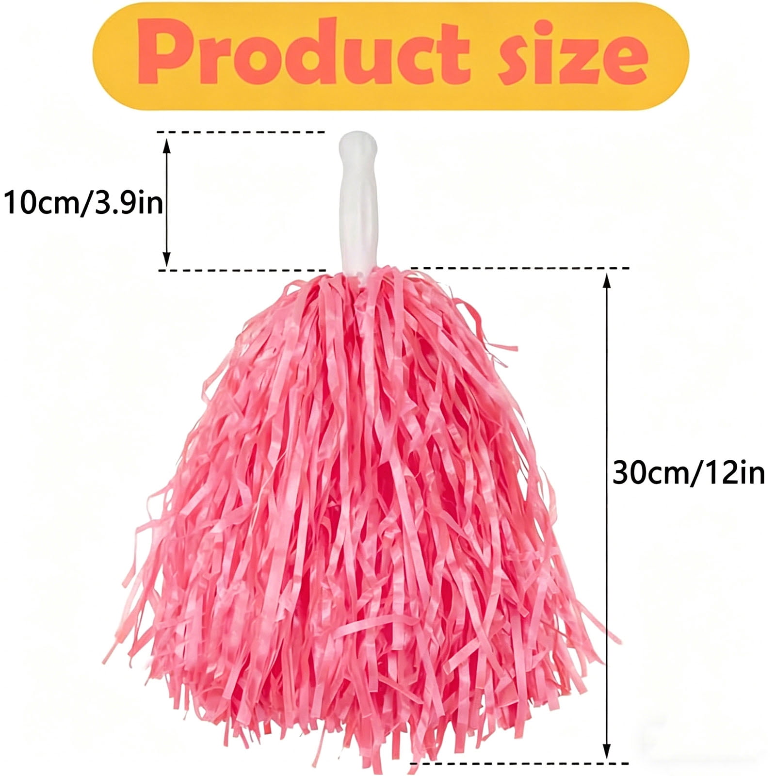 Matte Cheerleading Pom Poms - Soft Plastic with Baton Handle for Sports & Parties(12PCS)