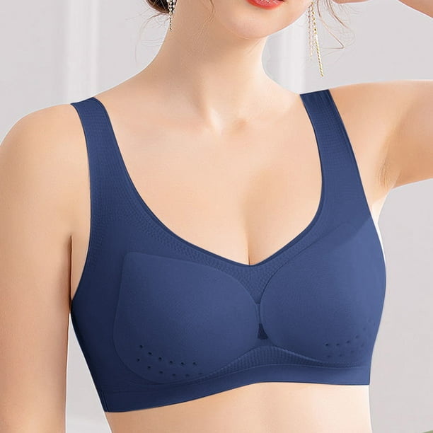 Aayomet Bras for Large Breasts Underwear Women's Big Chest Shows Small No  Steel Ring Droop Large Size Beauty Back (Blue, XXXXXL)