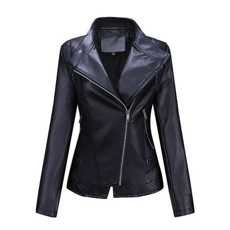 

Women s Leather Jackets Faux Motorcycle Plus Size Coat Short Lightweight Vegan Pleather Fashion