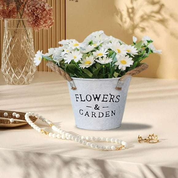 Birdeem Outdoor Flower Pots Metal Bucket Flower Pots Iron Milk Can Vase Iron Water Can Vase Metal Vase Retro Village Flower Bucket French Bucket Flower Pot