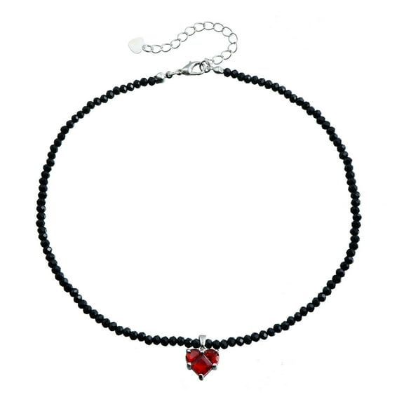 Elegant Love Charm Choker Black Crystal Beaded Clavicle Necklace Adjustable Length Neckchain for Parties and Dates