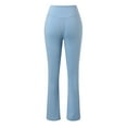 thumbnail image 4 of Women's High Waisted Flare Yoga Pants Wide Leg Leggings for Women Tummy Control Workout Gym Running Athletic Compression Legging Light Blue 00*yoga pants XL, 4 of 8