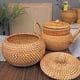 thumbnail image 5 of 2X Cesta Redonda de RatáN con Tapa, Cesta de Almacenamiento de RatáN con Tapa, Cesta de Comida para Pan, Cesta de Aperitivos de Frutas para Estante de Mesa, 5 of 5
