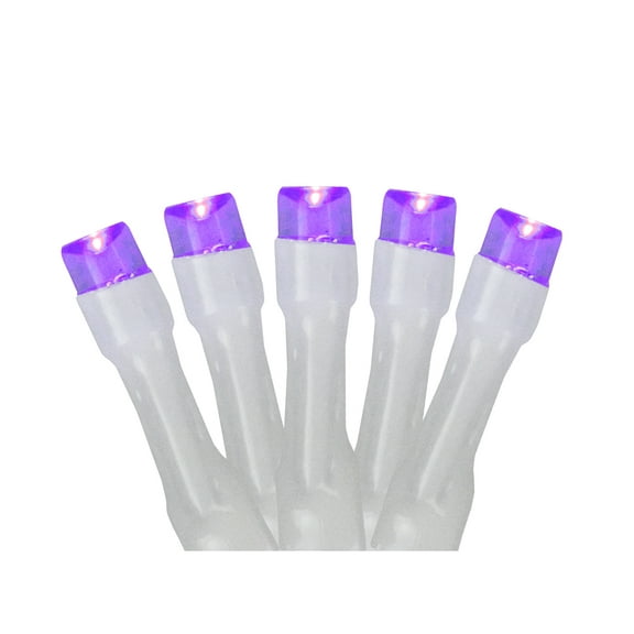 Battery Operated LED Christmas Lights - Purple - 9.5' White Wire - 20ct