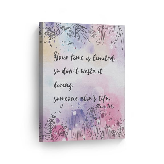 Smile Art Design Steve Jobs Time Is Limited Don't Waste It Living Someone Else's Life Quote Typography Paint Motivational Wall Art Canvas Print Inspirational Home Decor Ready to Hang 12x8
