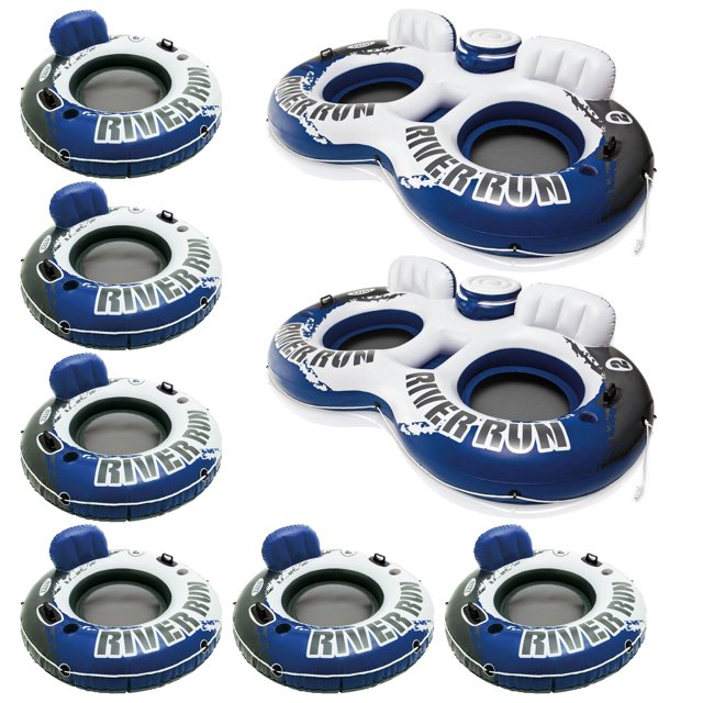 Intex River Run II 2 Person Float (2 Pack) & River Run I Float (6 Pack)