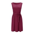 thumbnail image 3 of Ruyang 2024 Women's Summer Casual Dresses Elegant Round Neck Sleeveless Casual Midi A-Line Swing Dress with Pockets, 3 of 7