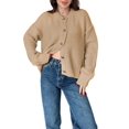 thumbnail image 3 of Long Sleeve Crewneck Button Down Womens Sweaters Fall Open Front Chunky Cardigan Sweaters for Women 2025 Deep L, 3 of 7