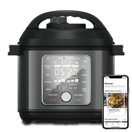 

Instant Pot Pro Plus 6qt Electric Pressure Cooker with Wifi Smart Connect Free Instant App with 1900 Recipes 10-in-1 Functions
