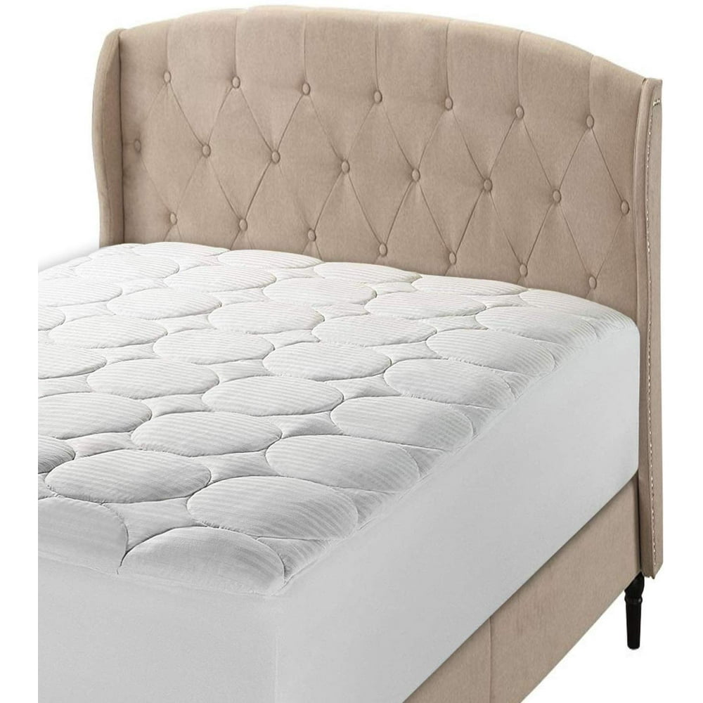 Circles Home Mattress Pad Cover Deep Pockets Cotton Top, Down Alternative Fiber Fill Quilted and