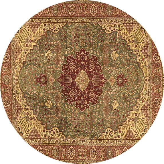 Ahgly Company Indoor Round Medallion Brown Traditional Area Rugs, 8' Round
