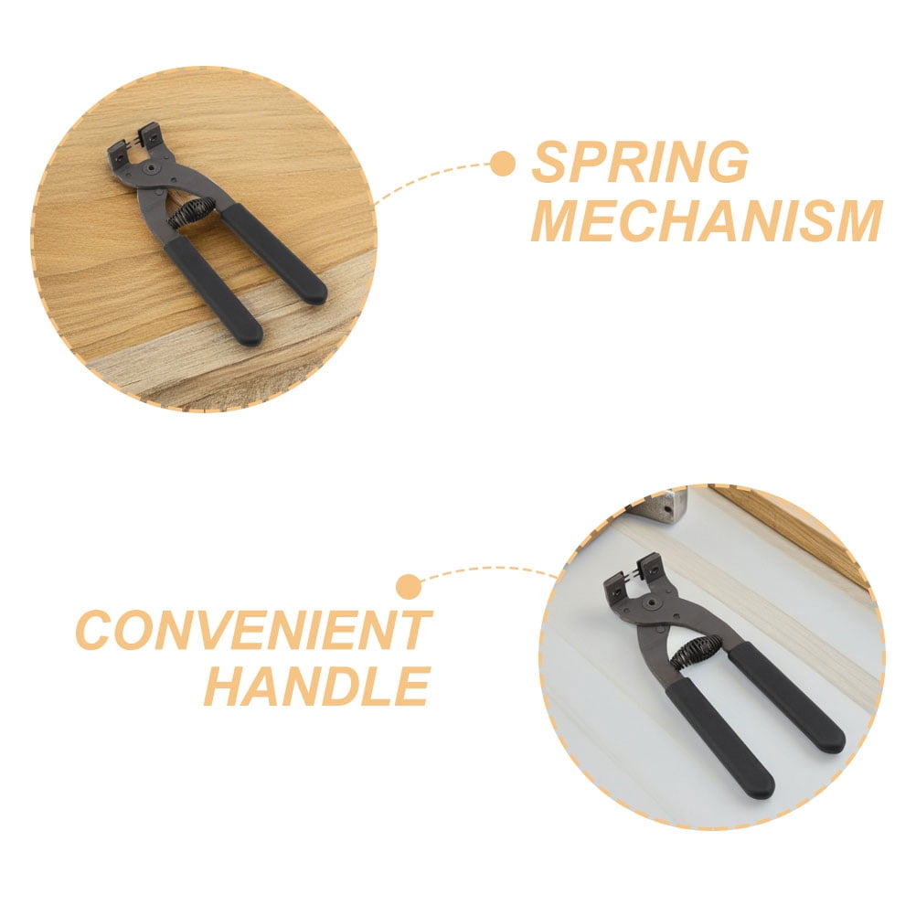 OFFIGAM Precision Crafting Pliers with 4mm Hole Punch and 4 Teeth Carbon Steel Tool for Multi-Use Crafts Black