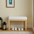 thumbnail image 3 of Bench, Entryway Bench, Shoe Storage Stool with Solid Wood Frame, Soft Loop Yarn Cushion and Modern Design, for Hallway Mudroom, Beige, 3 of 10