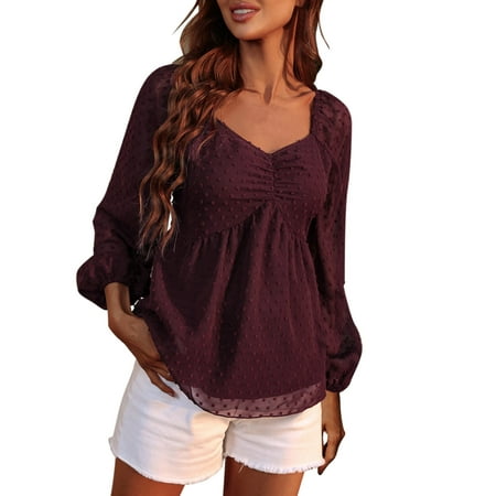 

ketyyh-chn3546 T Shirt Bras For Women Women s Mock Turtleneck Long Sleeve Slim Fit Stretch Striped T-Shirts Wine