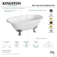 thumbnail image 4 of Aqua Eden VCTND603119NC2 60" Cast Iron Oval Double Ended Clawfoot Tub (No Faucet Drillings), White/Polished Brass, 4 of 4