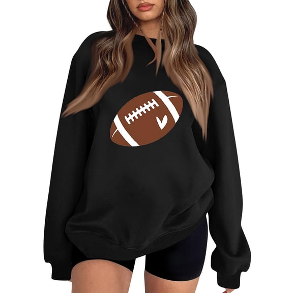 TOMVIGX Football Shirts for Women Graphic Cute Crew Neck Game Day Shirt Touchdown Team Fans Game Day Outfits Gameday Party Sunday Funday Tee Black L