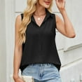 thumbnail image 6 of Pincandy Women's Fashion Casual New Spring/Summer New Solid Color Lapel Button Up Sleeveless Top Sleeveless Golf Shirts Tennis Quick Dry Collared Tank Tops V-Neck s,Black,M, 6 of 9