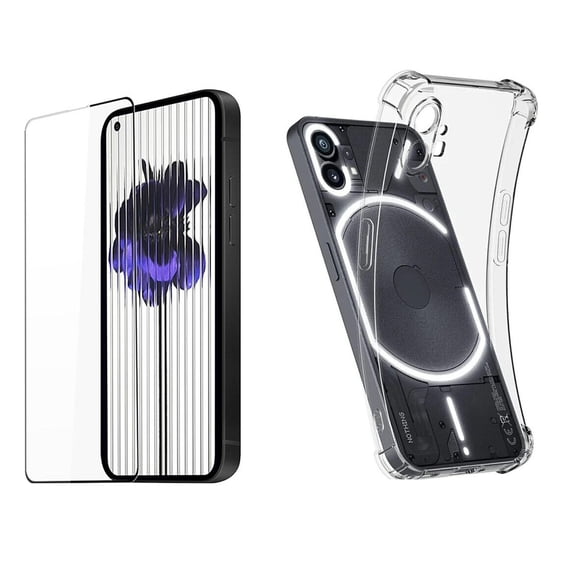 For Nothing Phone (1) - Clear Transparent Silicone Case & Glass Screen Protector