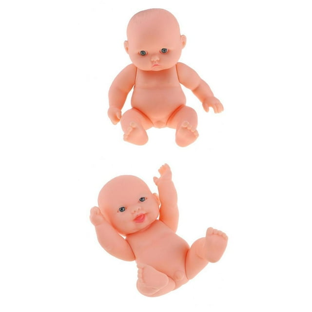 2 / set 11cm Cuerpo completo de vinilo hecho Reborn Recién nacido Muñeca de bebé articulaciones móviles con expresión facial Juguetes CUTICAT Los niños fingen juguetes