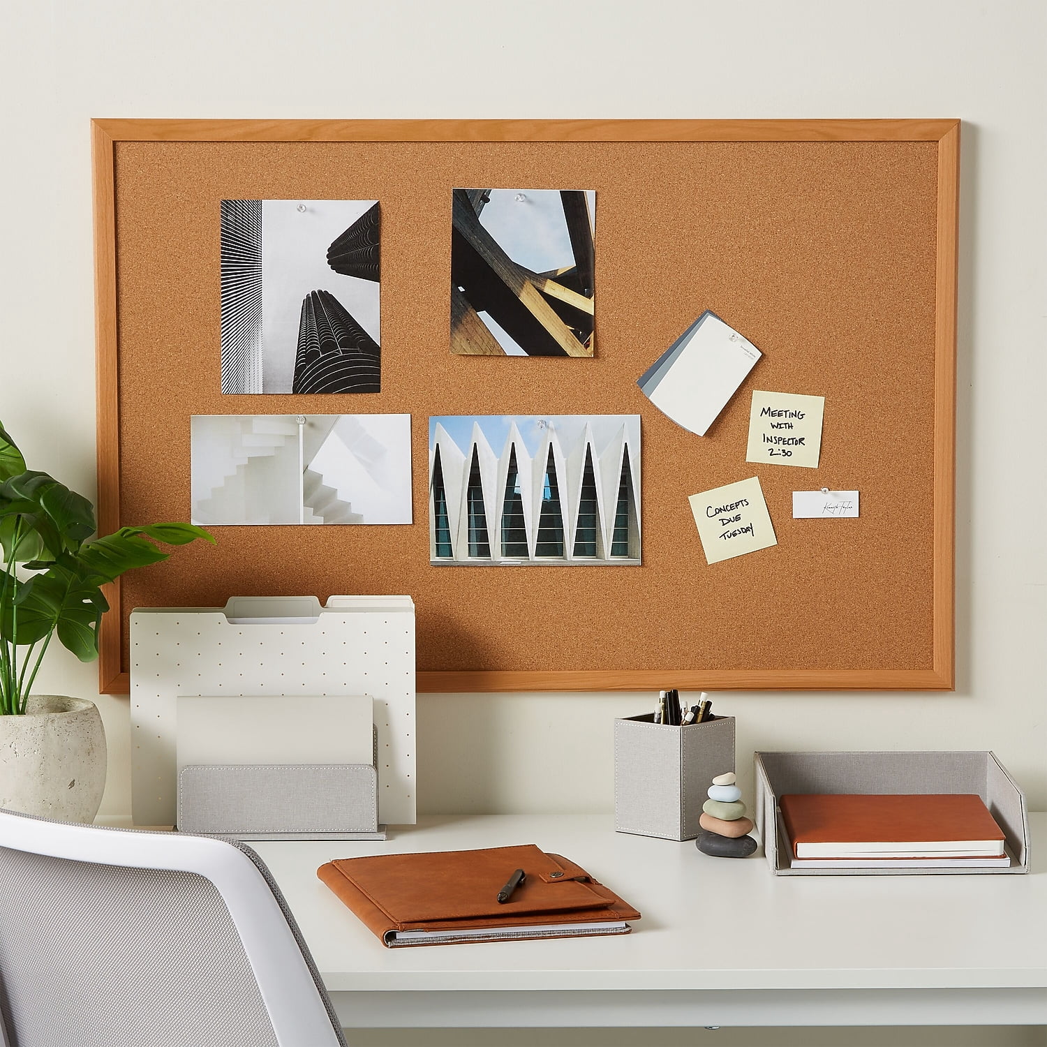 Staples Standard Durable Cork Bulletin Board Oak Frame 3'W x 2'H 2/Pack ST52461-CCVS