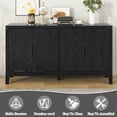 thumbnail image 5 of Black Buffet Cabinet with 4 Doors, Atumon Accent Cabinet, Wood Storage Cabinet with Adjustable Shelves, Heavy Duty Storage Cabinet Furniture for Kitchen Dining Room Living Room, 60"L x 16"W x 33"H, 5 of 10