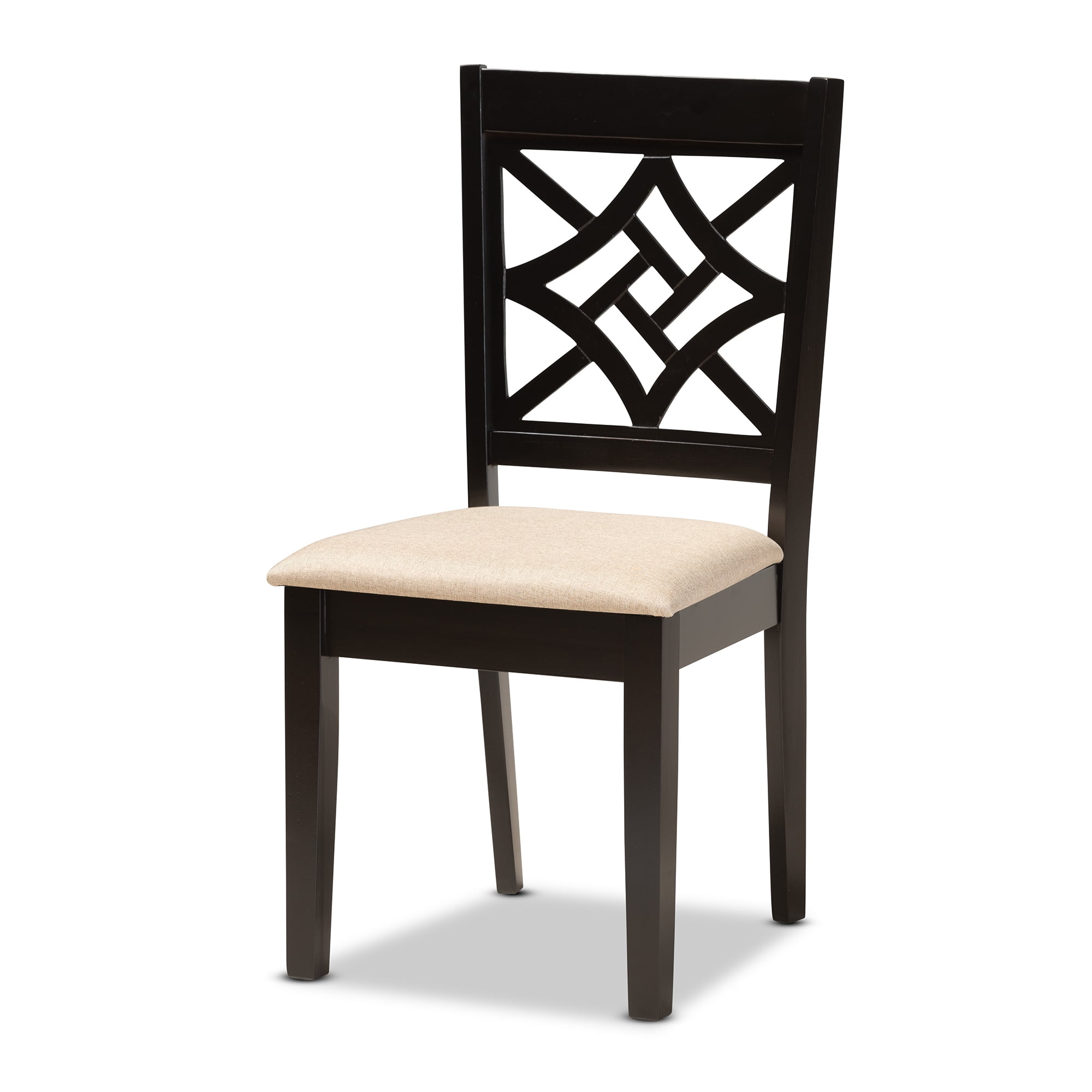 Baxton Studio Nicolette Modern and Contemporary Sand Fabric Upholstered and Dark Brown Finished Wood 7-Piece Dining Set