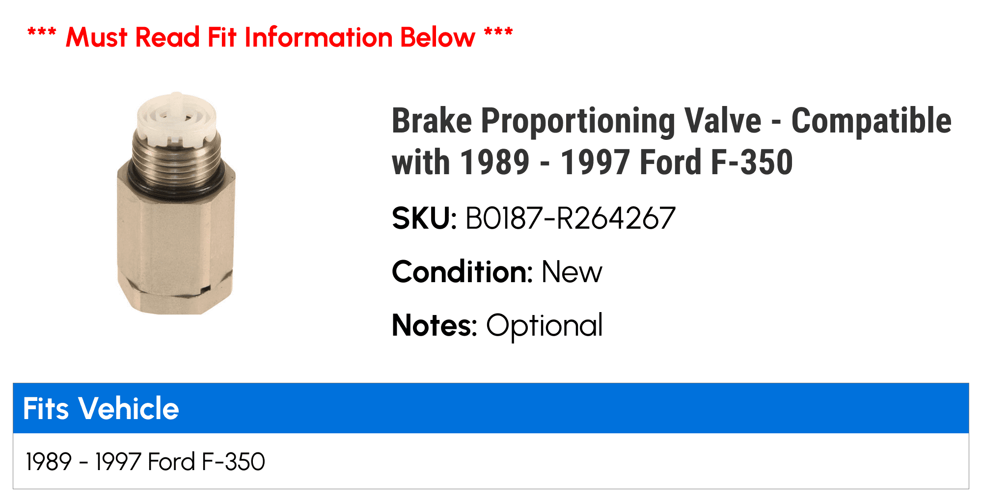 OEM Ford Brake Proportioning Valve For 1990-1991 Lincoln Town Car & Ford Crown Victoria – F0VY-2B091-B