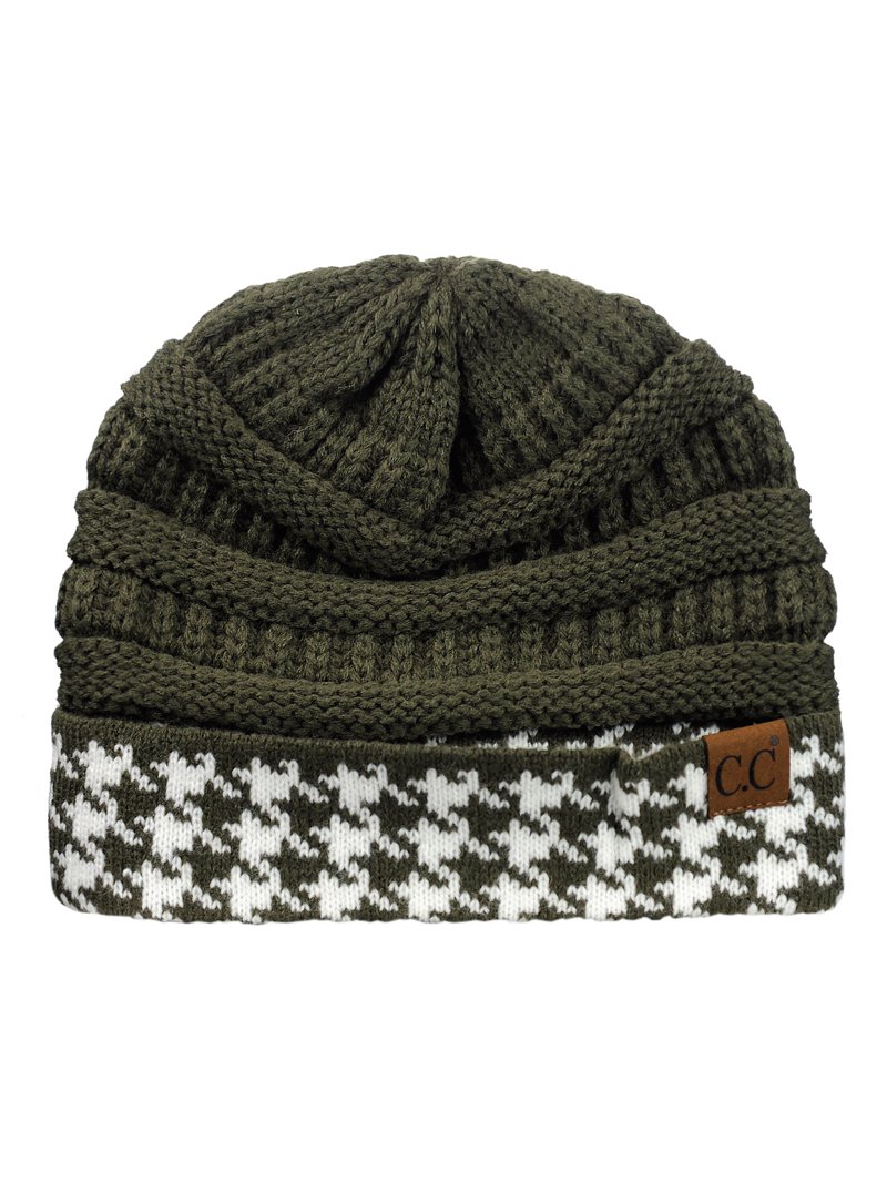 C.C Cable Knit Soft Stretch Multicolor Stitch Cuff Skully  display picture 1