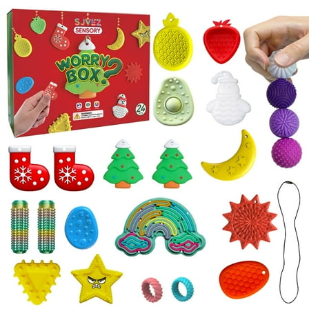 Christmas Sensory Worry Box - 24PCS Fidget Toys Set for Stress Relief & Festive Fun