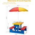 thumbnail image 3 of Kids Table and Chair Set, Indoor Outdoor Kids Picnic Table and Bench with Removable Umbrella, Portable Kids Table for Toddlers, Lightweight Play Table Set for Backyard Garden, Patio, W18485, 3 of 9