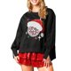 thumbnail image 1 of Sudadera de manga larga para mujer, sudadera con capucha con hombros caídos y abertura lateral con estampado de bolas y gorro navideño de otoño, tops casuales para mujer 2025, 1 of 5