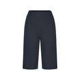 thumbnail image 5 of Women's Casual Bermuda Knee Length Pants Elastic Waist Loose Straight Leg Capri Pants with Pockets, 5 of 7