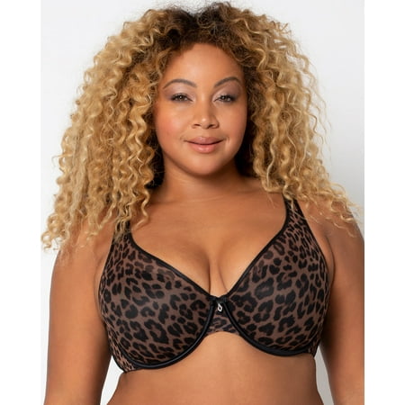 

Sheer Mesh Plunge T-shirt Bra - Designer Leopard