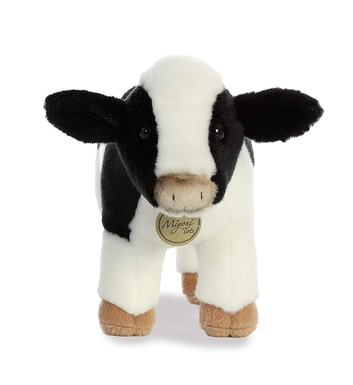 Black/White 11" Long Aurora World Miyoni Holstein Calf/Cow Plush Toy 