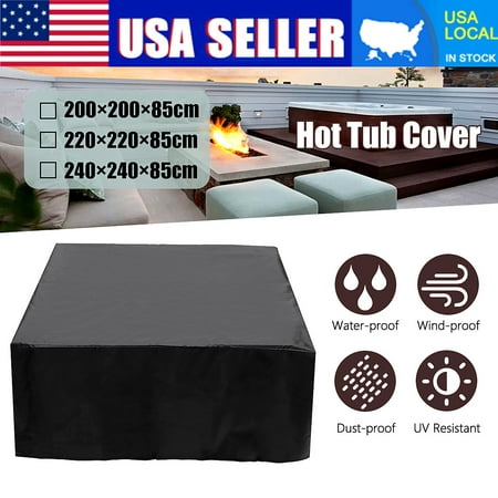 Black Polyethylene Square Waterproof Hot Tub Spa Cover Durable Protective Guard Dust Cap