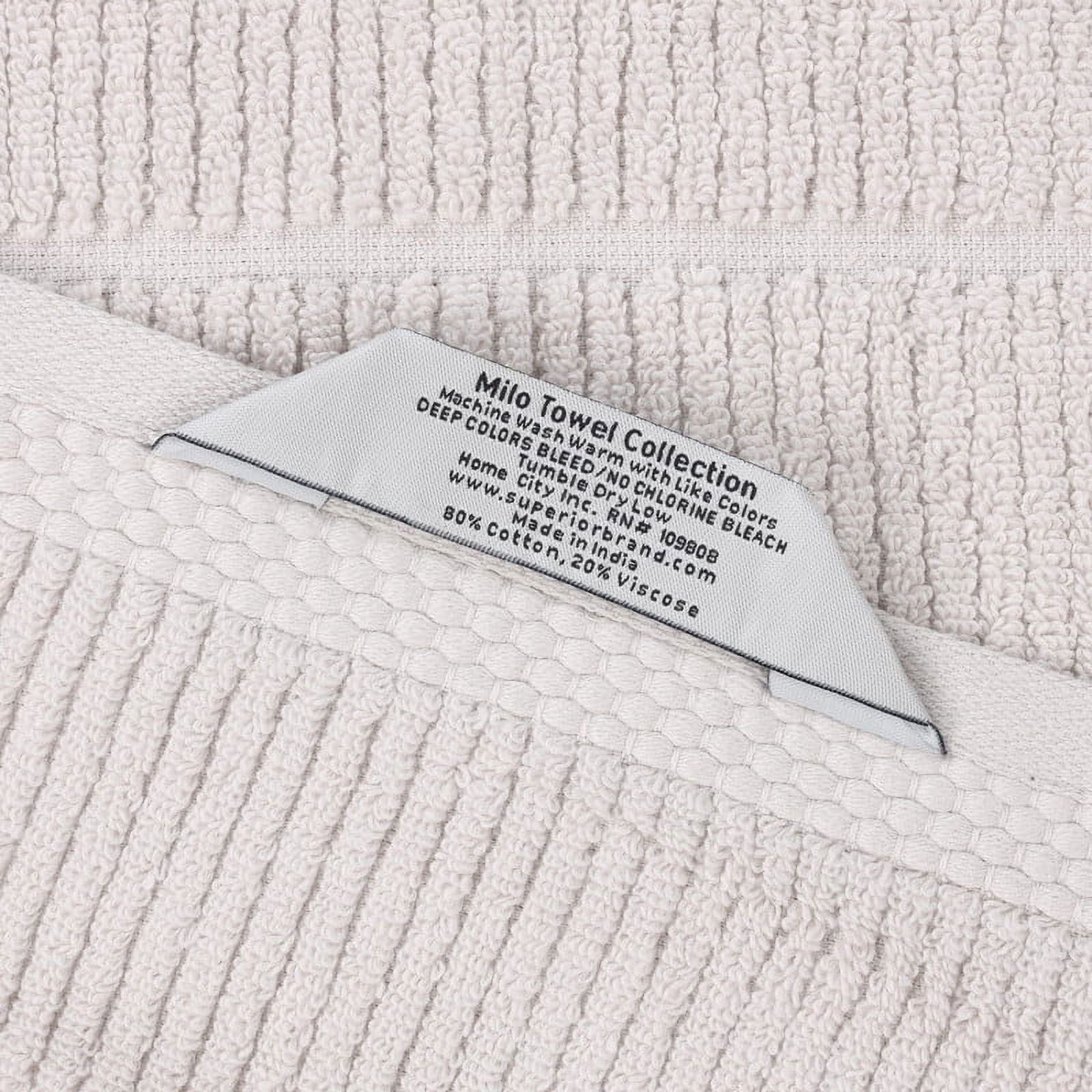 Superior Milo 2 Piece Smart Twist Cotton Bath Sheets, Medium Weight Ribbed Design Towels, Silver