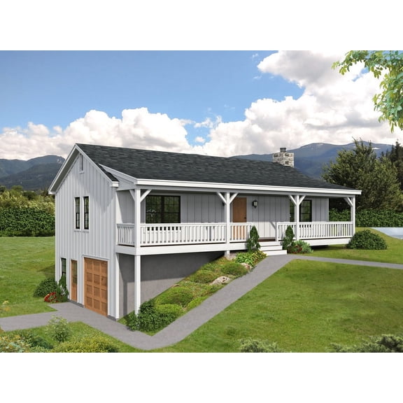 763-10007: Traditional Country 2 Bed, 1 Bath Luxury Home Plan, 1109 Sq Ft: Full Blueprints with License to Build by Home Plan Marketplace - Lesuto