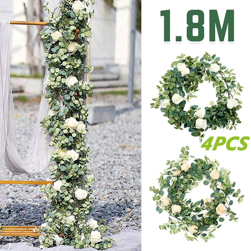 Eucalyptus and Lily Double Ring Artificial Wreath with Twig Base 18in Eucalyptus and Lily Double Ring Artificial Wreath with Twig Base 18in