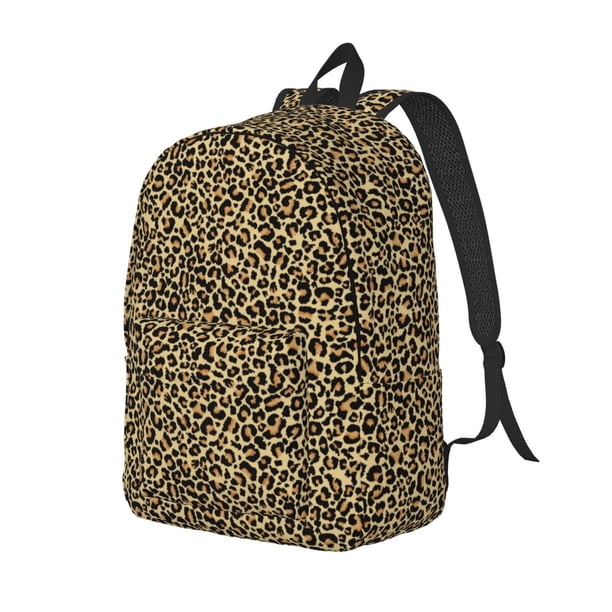 Disketp Leopard1 print Canvas Backpack Lightweight Travel Daypack Student Rucksack Laptop Backpack-Medium