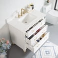 thumbnail image 3 of ANGELES HOME 36 inch Bathroom Vanity with Sink, Solid Wood Bathroom Makeup Cabinet W/ 3 Drawers, Bathroom Vanity Storage Organizer with Carrara White Quartz Countertop White, 3 of 10