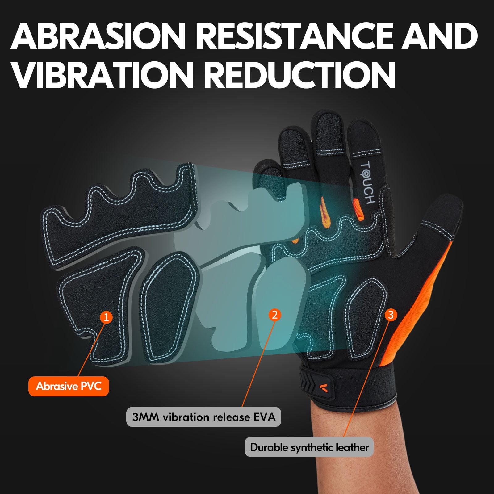 Vgo... 1Pair Safety Work Gloves,Mechanics Gloves,Impact Gloves,Anti-Vibration Gloves,Rigger Gloves,Heavy Duty(SL8849)