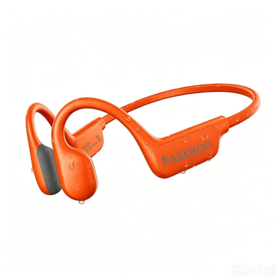 AKKHOO X13 Bone Conduction Headphones, Open-Ear Sports, 18H Playtime, IPX6 Waterproof, Bluetooth 5.4, ENC Noise Cancelling Mic for Running Cycling Gym, Orange