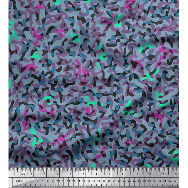 Soimoi Poly Georgette Fabric Multicolor Camouflage Printed Fabric 1 Yard 52 Inch Wide