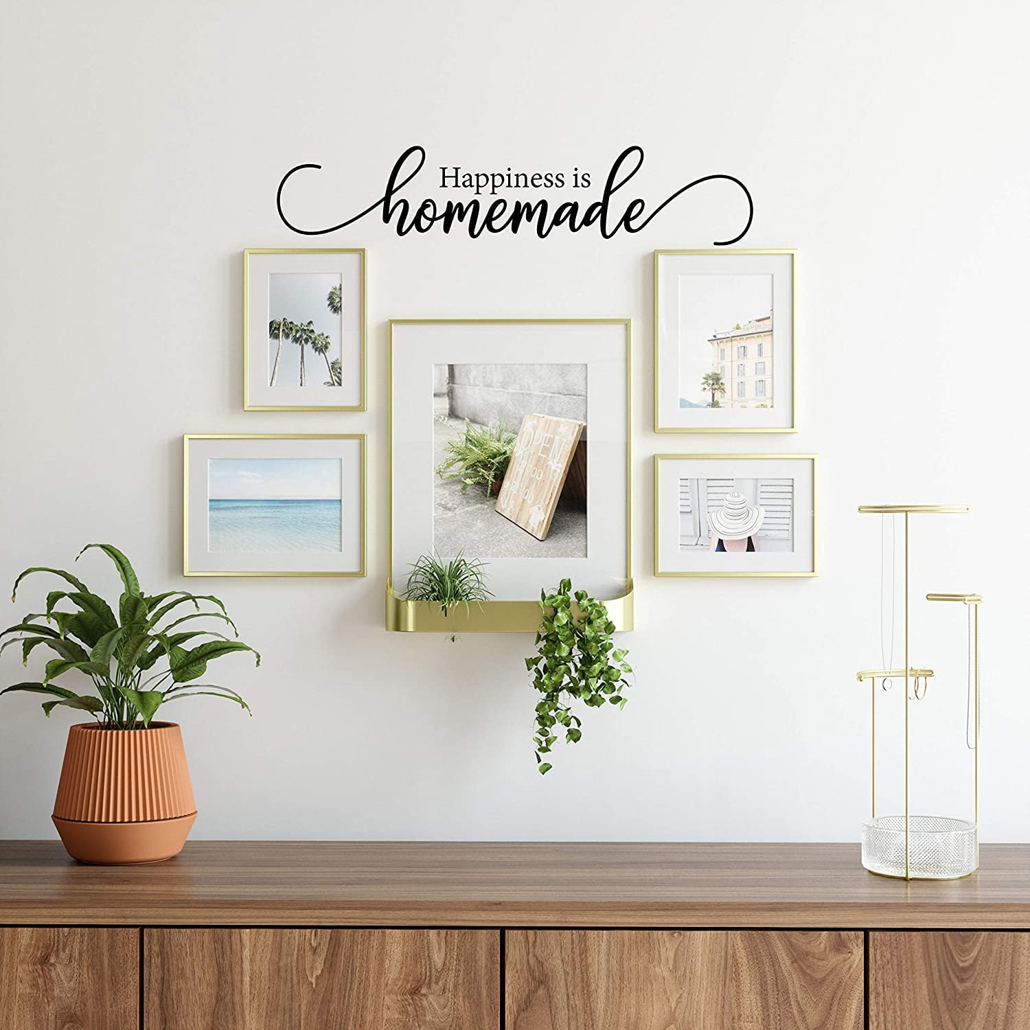 QTH Large Happiness is Homemade Wall Decals for Bedroom Family Decal Quote Word Sayings Sticker Sign Family Decor Removable Vinyl for Living Room Home 32x7 Inches