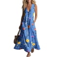 thumbnail image 4 of Lindreshi Summer Dresses for Women 2026 Women Casual Loose Printed Tank Dress Beach V-neck Pocket Sundress Sleeveless Dresses, 4 of 7