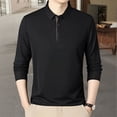 thumbnail image 4 of Polos for Men Long Sleeve Button Tee Shirts Lightweight Black Men Fashion Tops, 4 of 6