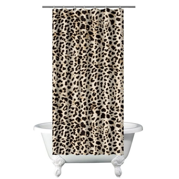 Leopard Cheetah Shower Curtain Polka Animal Print Pattern Vintage Fashion Texture Abstract Cute Cartoon Aesthetic Glitter Design Bathroom Decor Waterproof with Hooks