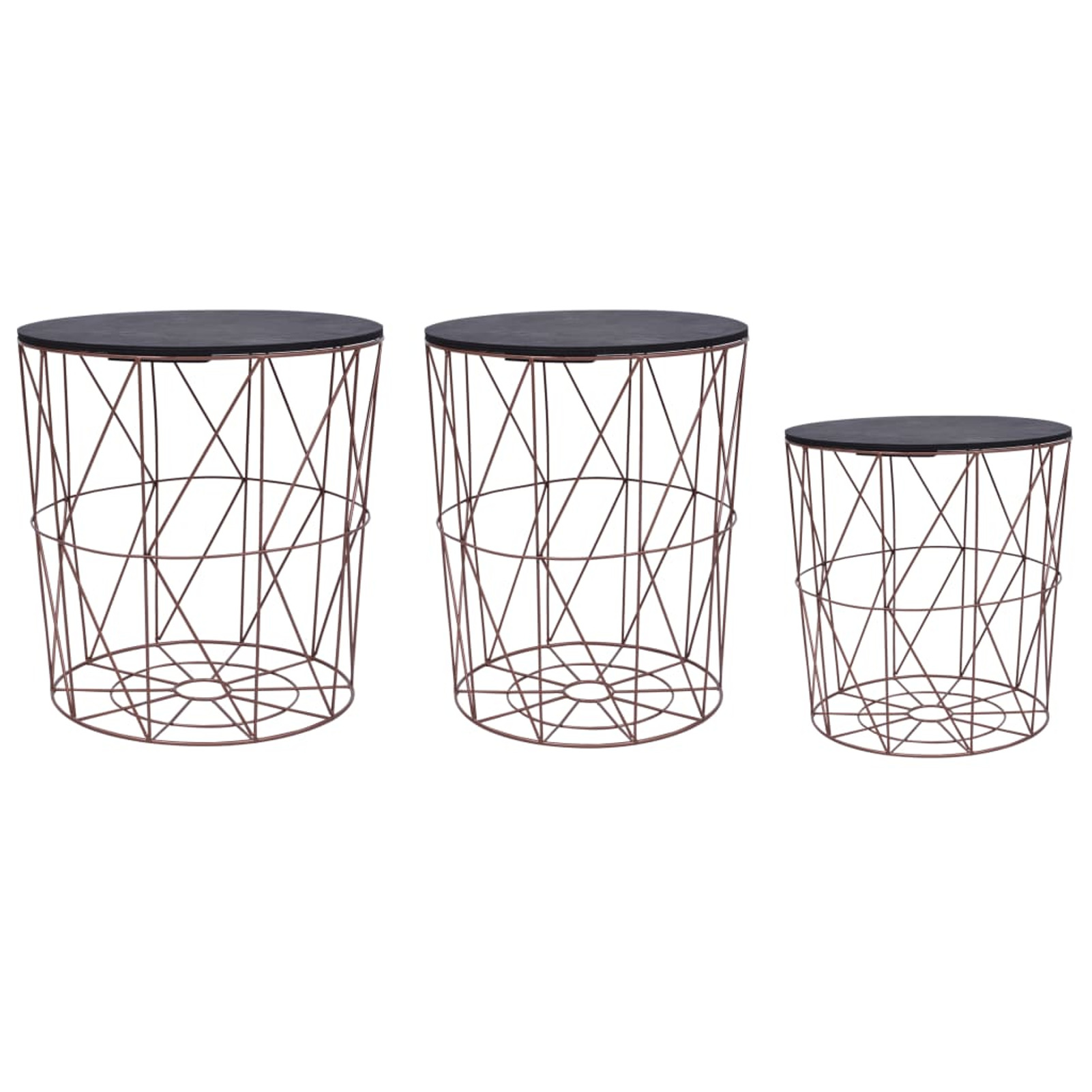 Anself 3 Piece Coffee Table with Removable MDF Tabletop Set Metal Frame